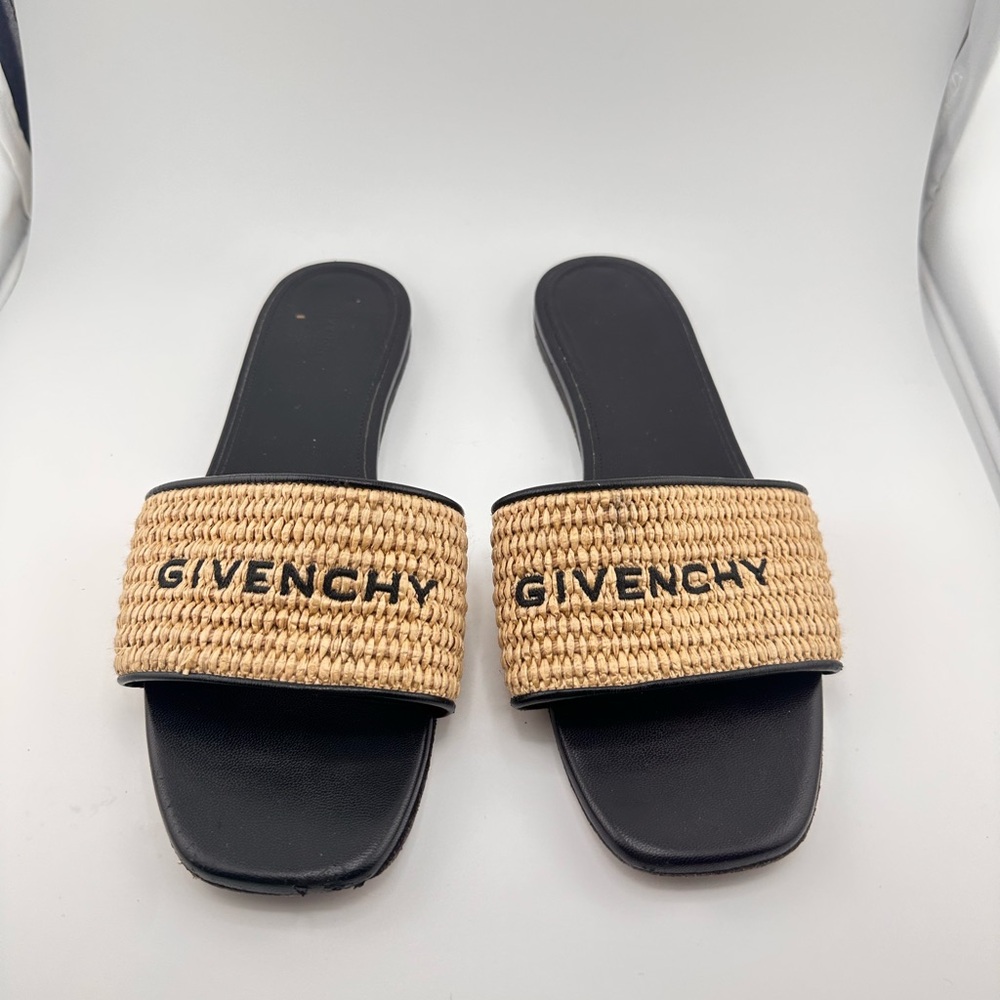 Givenchy Black and Tan Woven Slides